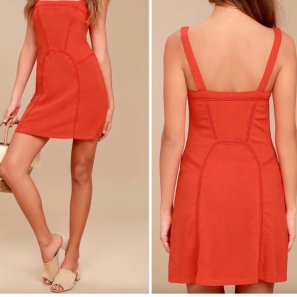 FREE PEOPLE INTIMATELY BEYOND ME DRESS IN BRICK RED  NWOT - Picture 12 of 15